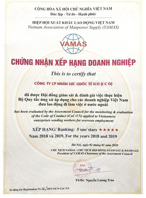 ICOManpower đạt chứng nhận 5 sao hai năm liền 2018 và 2019
